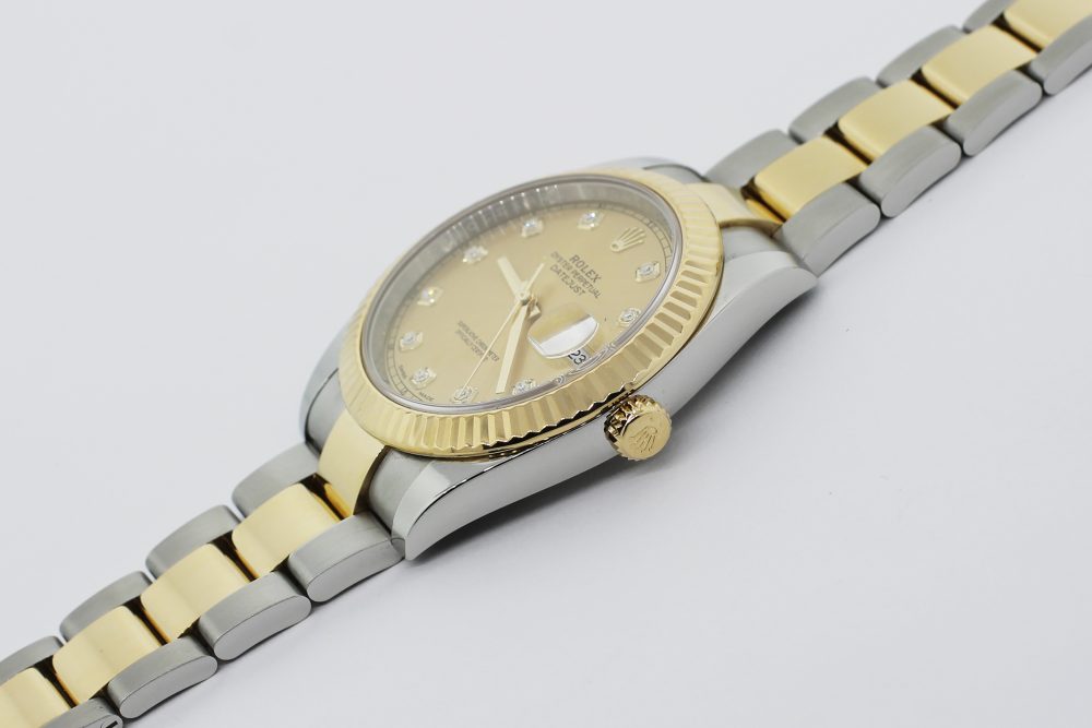 Rolex 18k Yellow Gold & Steel Datejust II Factory Diamond Dial 126333 with Box & Booklets