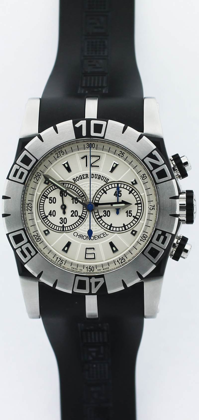 Roger Dubuis Steel Silver Dial Chronoexcel SED46-78-C9.N-CPG3.13R Easy Diver on Rubber Strap