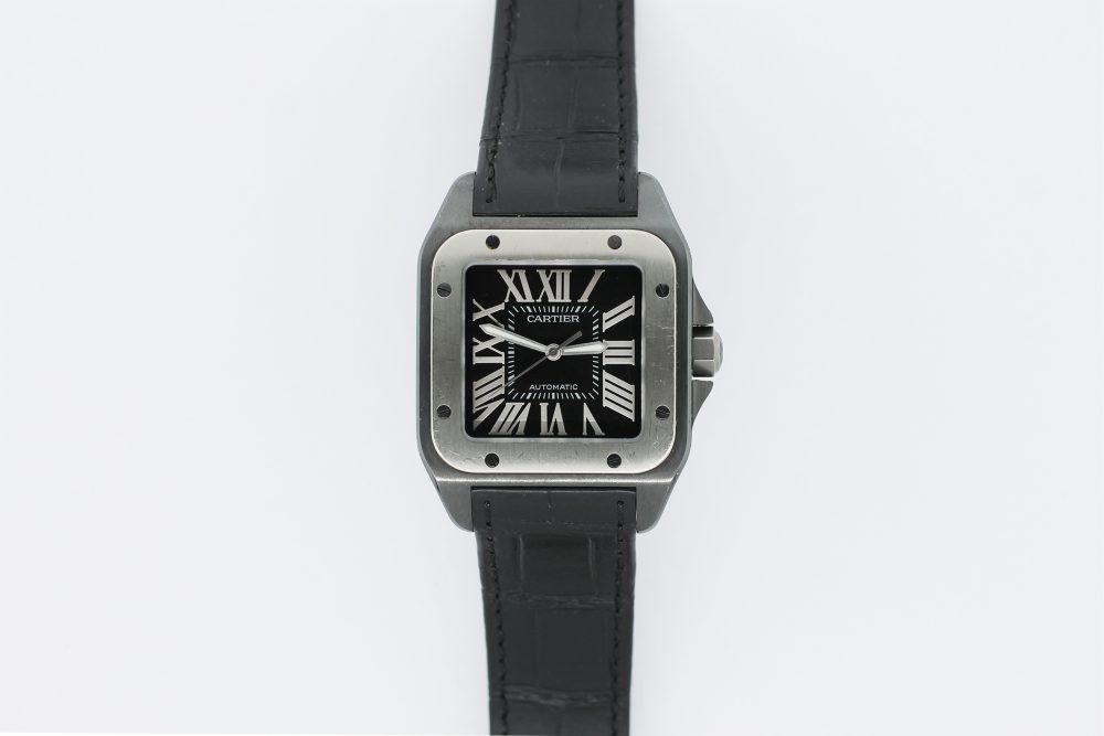 Cartier Factory Black Steel Santos 100 W2020010 with Box & Booklets