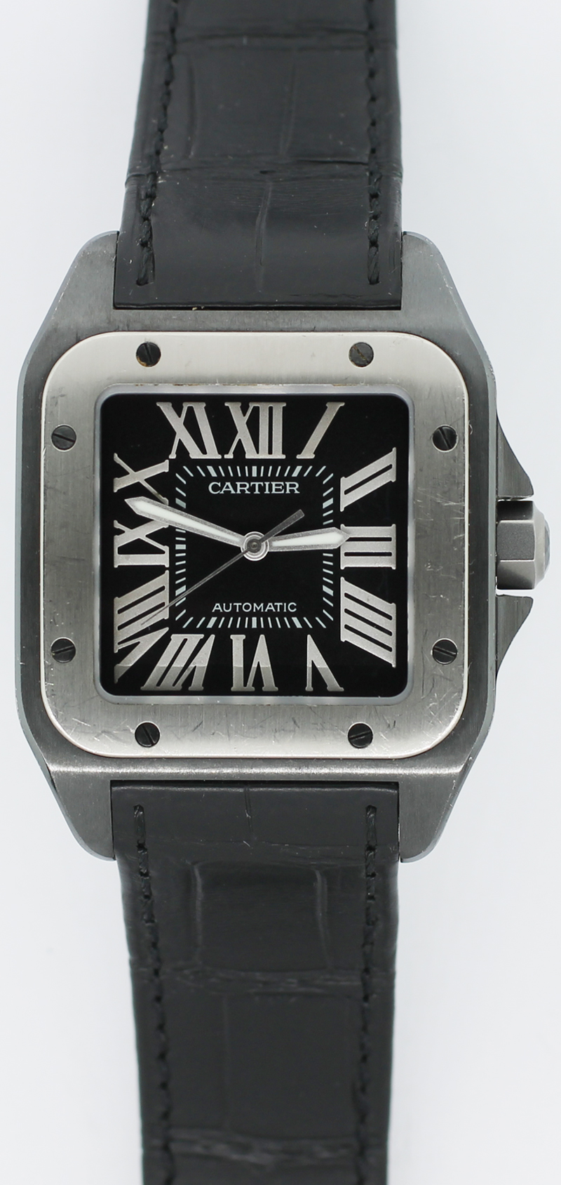 Cartier Factory Black Steel Santos 100 W2020010 with Box & Booklets
