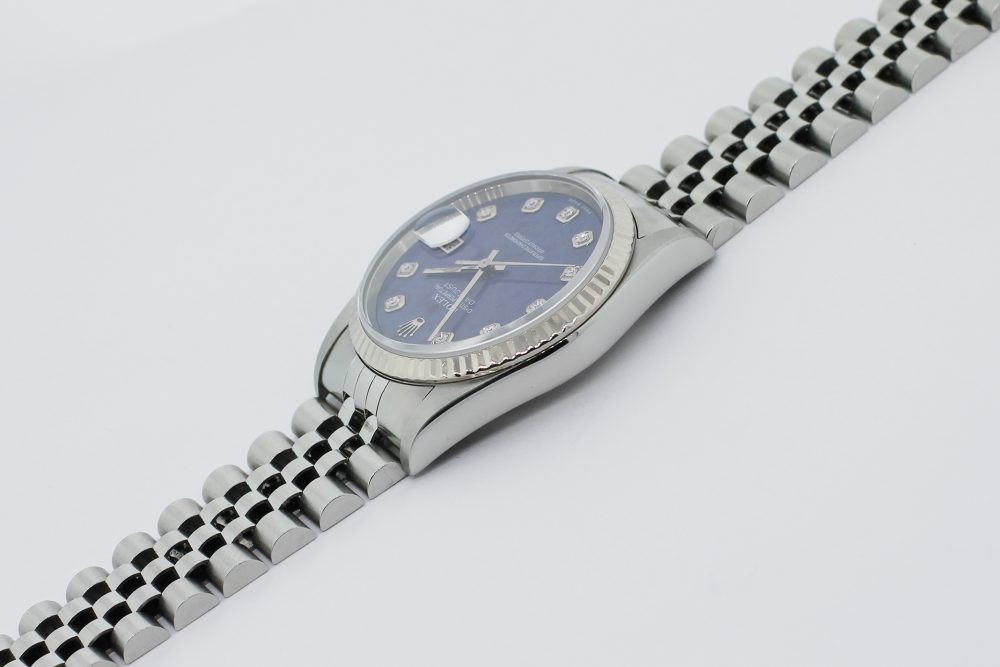 Rolex Steel Datejust Factory Diamond Sodalite Dial 16234 with Box & Booklets