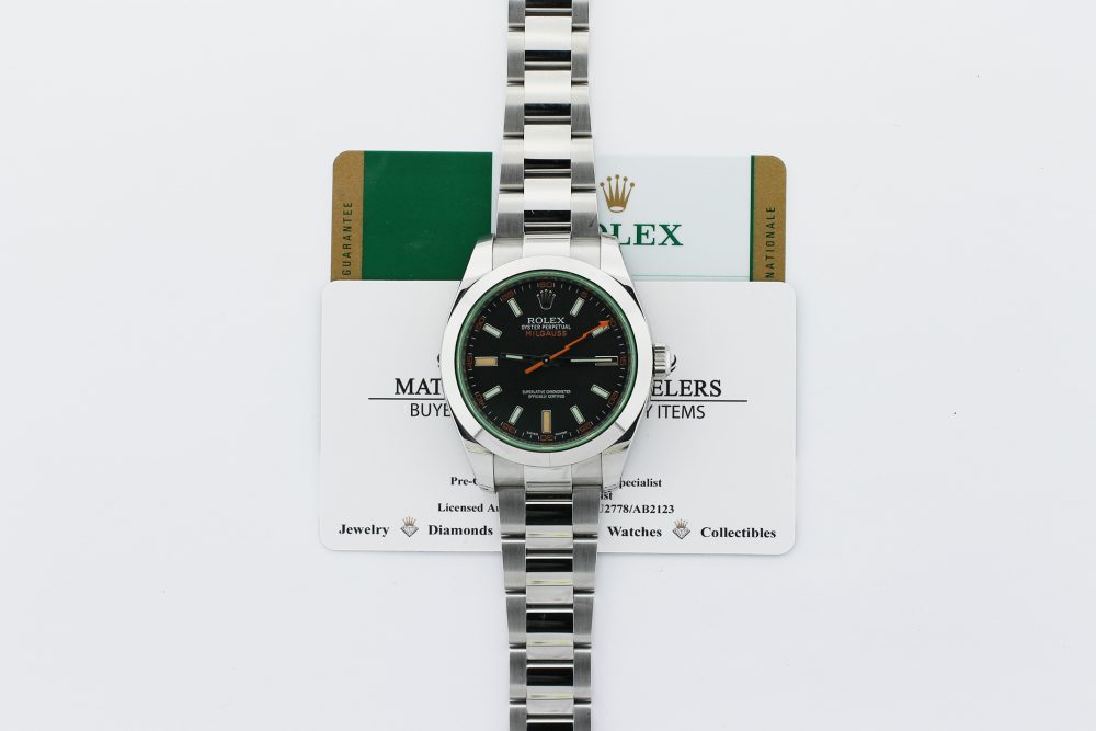 Rolex Steel 50th Anniversary Milgauss 116400GV (Green Crystal) Box & Card