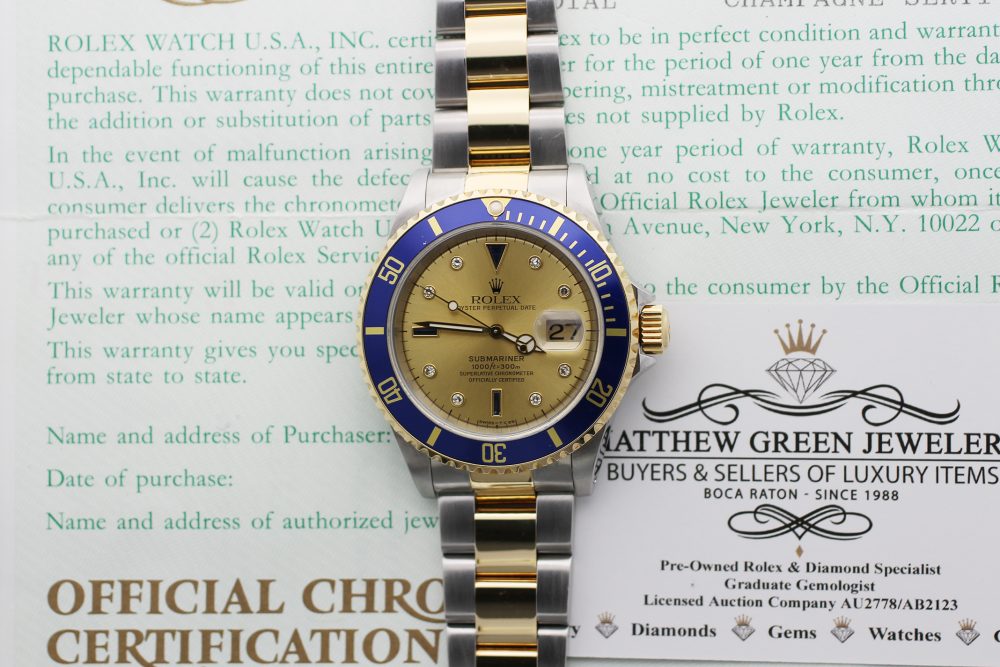 Rolex Two Tone Submariner 16613 with Box & Paper
