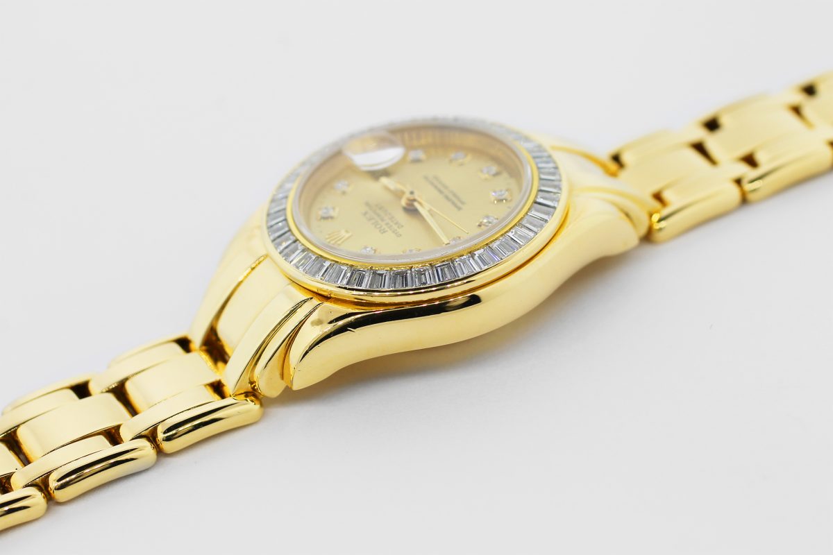 Rolex 18k Yellow Gold Masterpiece Full Factory Emerald Cut Diamond ...