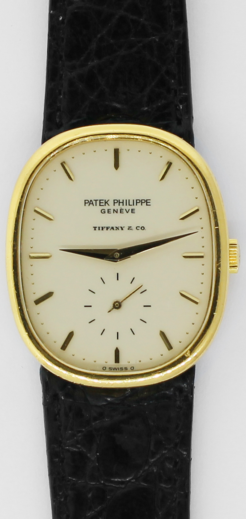 Patek Philippe 18k Yellow Gold 3948J Double Signed Tiffany & Co. Enamel Dial Ellipse with Box & Booklets