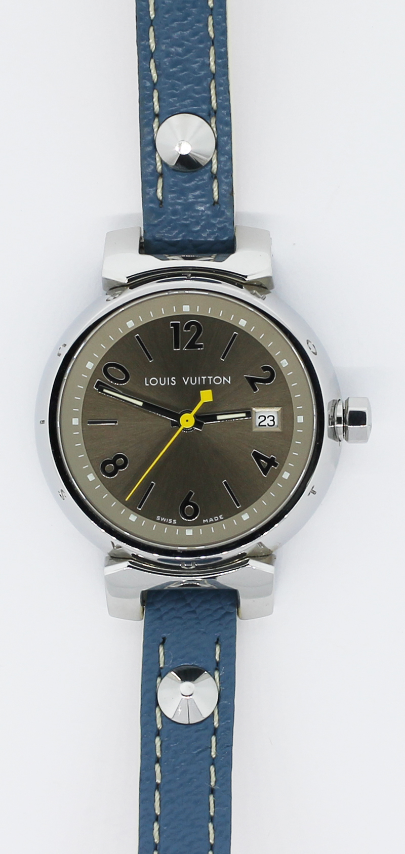 Louis Vuitton Steel Light Brown Dial Tambour Triple Wrap DM2867 on Spiked Strap