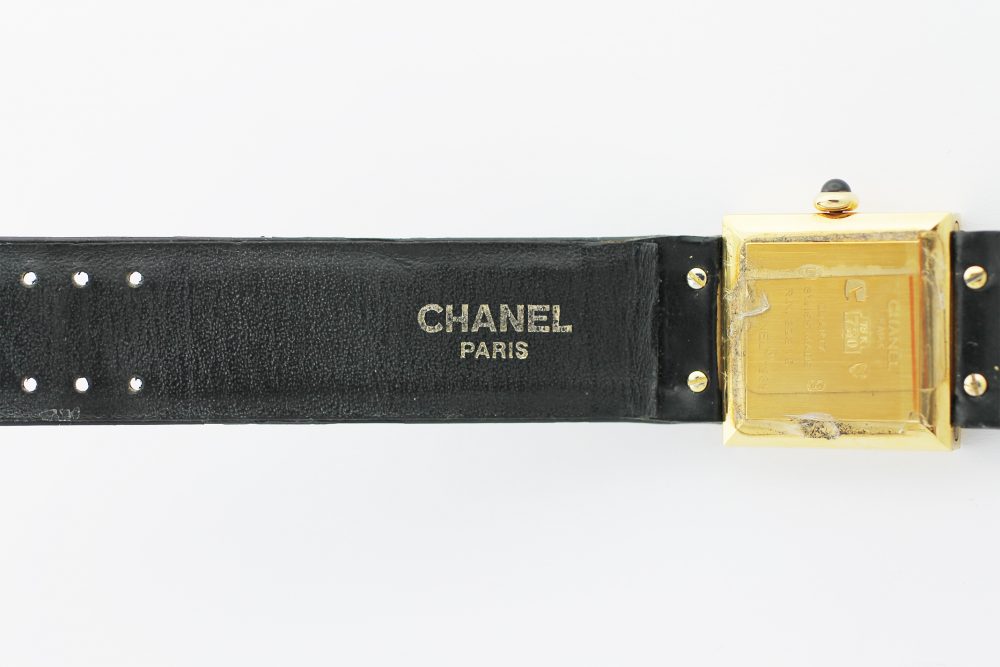 Chanel 18k Yellow Gold Mademoiselle Tank Style with Factory Mother of Pearl Dial with Box