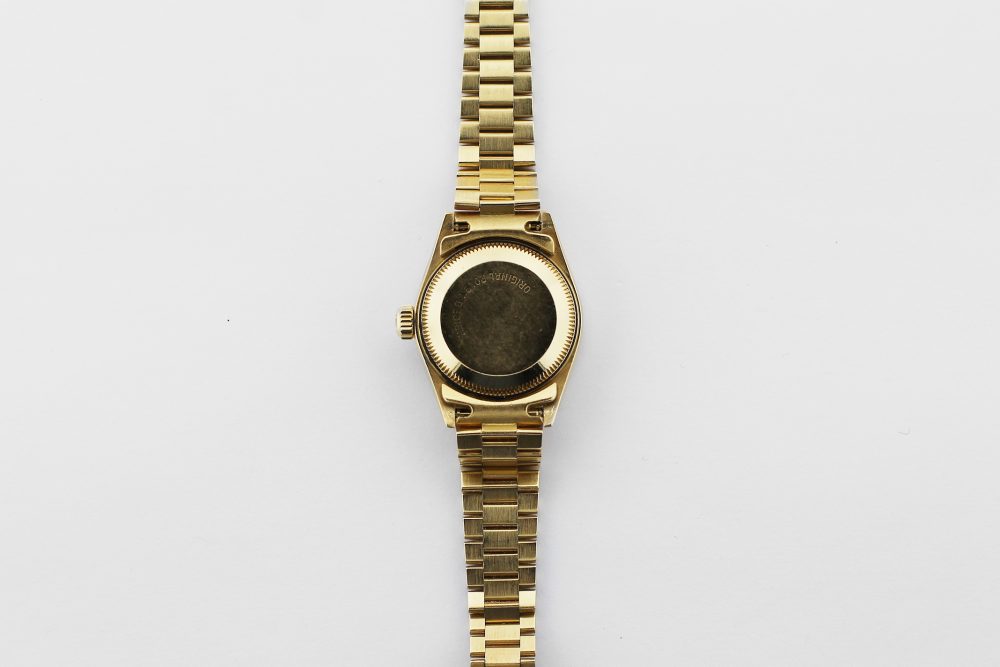 Rolex 18k Yellow Gold President with Custom Diamond Bezel and Black Onyx Dial Model 69178 Complete with Box & Papers