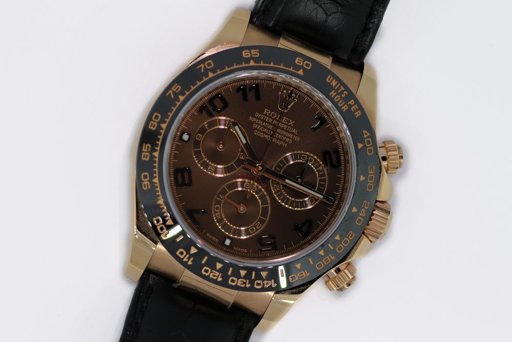 Rolex 18k Rose Gold Discontinued Ceramic Chocolate Arabic Dial Daytona 116515 with Box, Warranty Card & Booklets