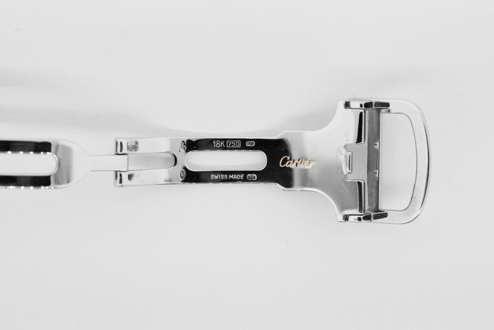 Cartier 18k White Gold Manual Wind Tank Americaine on Strap with Folding 18k White Gold Clasp