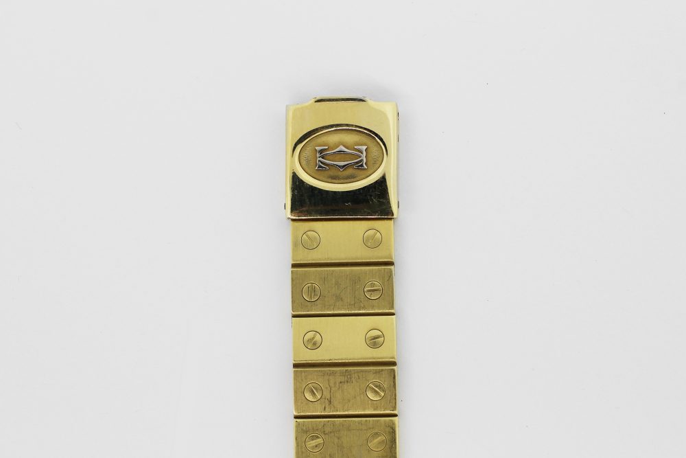 Cartier 18k Yellow Gold Quartz Santos Octagonal Factory Diamond Dial & Lugs on Screw Link Bracelet