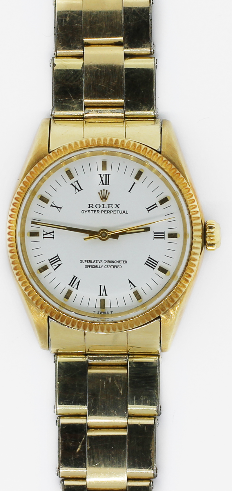Vintage Rolex 14k Yellow Gold Oyster Perpetual 1002 on Rivet Bracelet