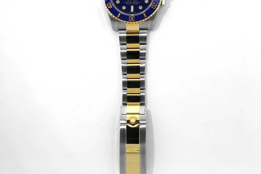 Rolex 18k Yellow Gold & Steel Ceramic Submariner Date Blue Factory Diamond Serti 116613 with Box & Card