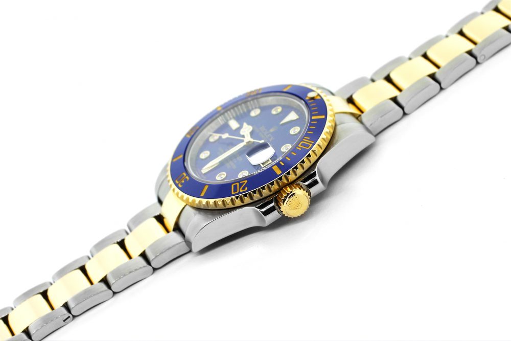 Rolex 18k Yellow Gold & Steel Ceramic Submariner Date Blue Factory Diamond Serti 116613 with Box & Card