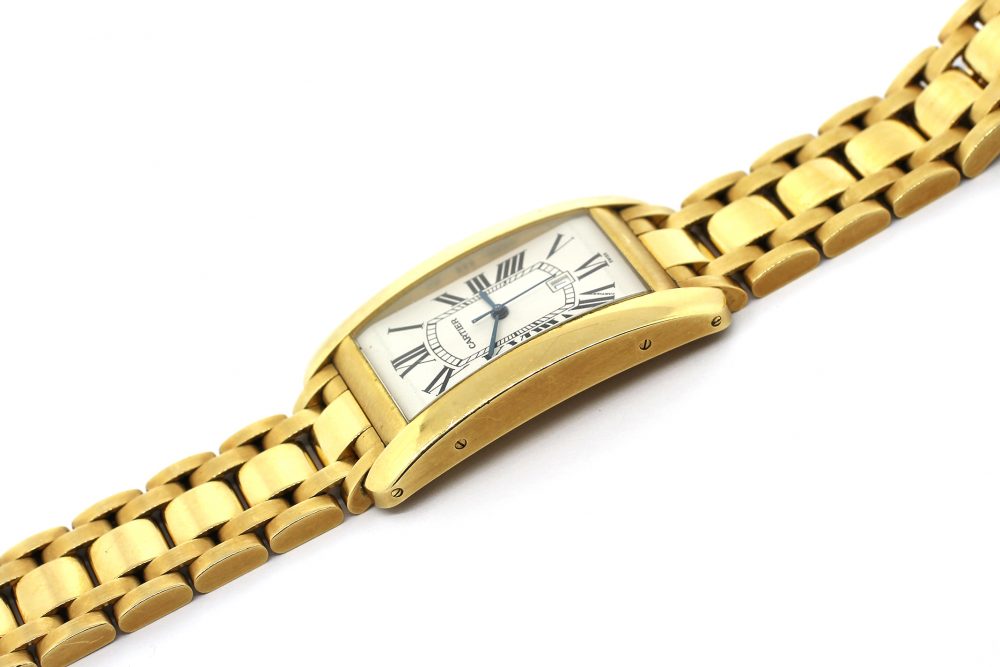 Cartier 18k Yellow Gold Tank Americaine Automatic on Bracelet