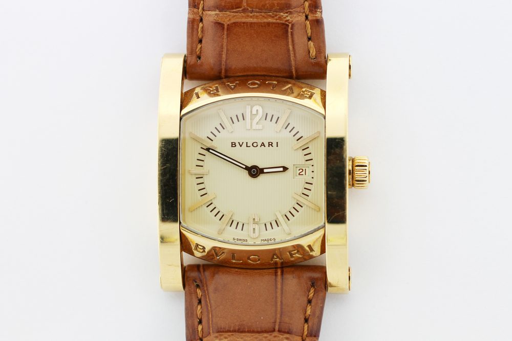 Bvlgari 18k Yellow Gold Assioma AA39G Automatic with Date on Strap