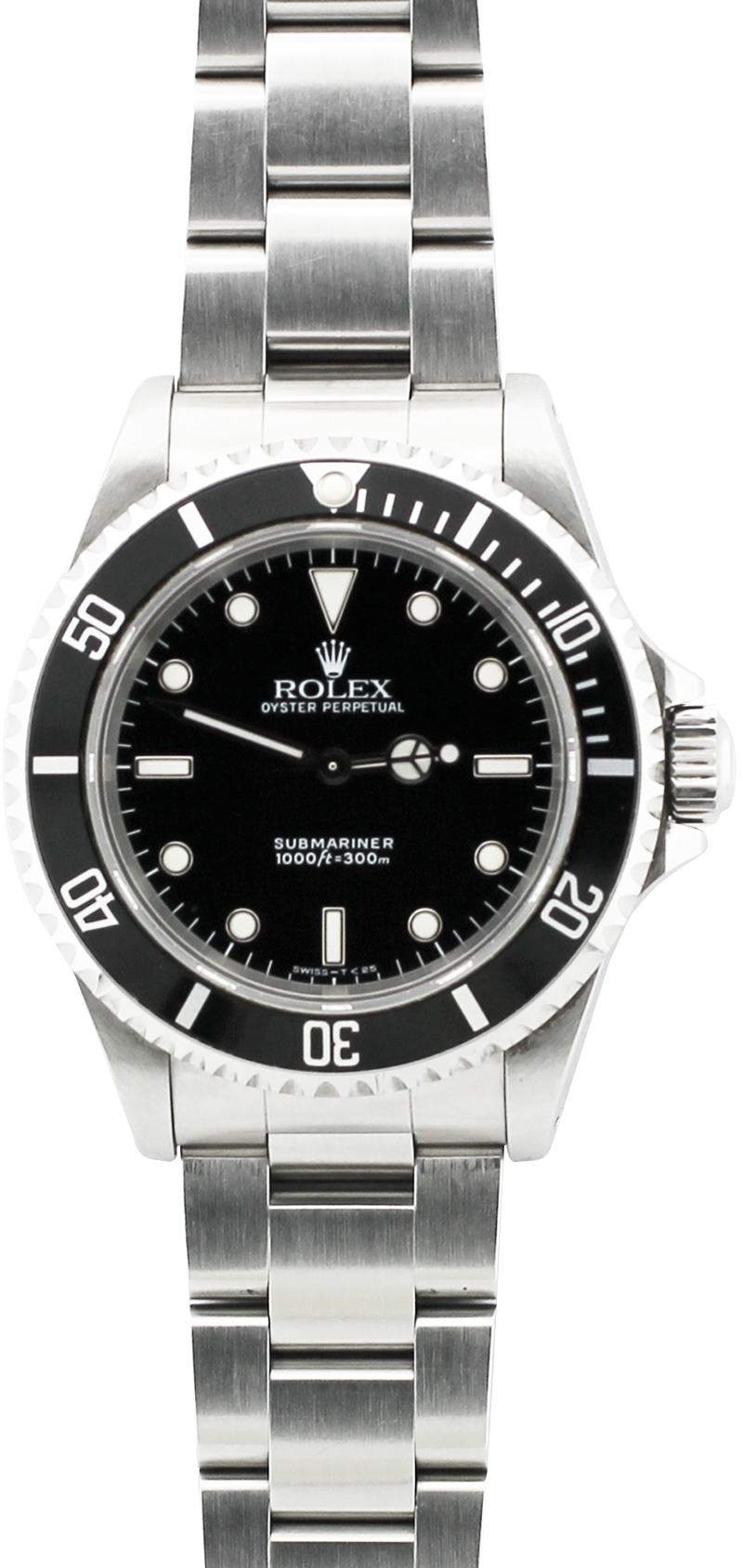 Rolex Steel Gloss Dial White Gold Surrounds Submariner 14060 with Box & Paper