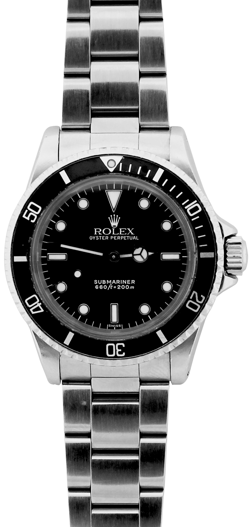 Vintage Rolex Steel Gloss Dial White Gold Surrounds Submariner 5513