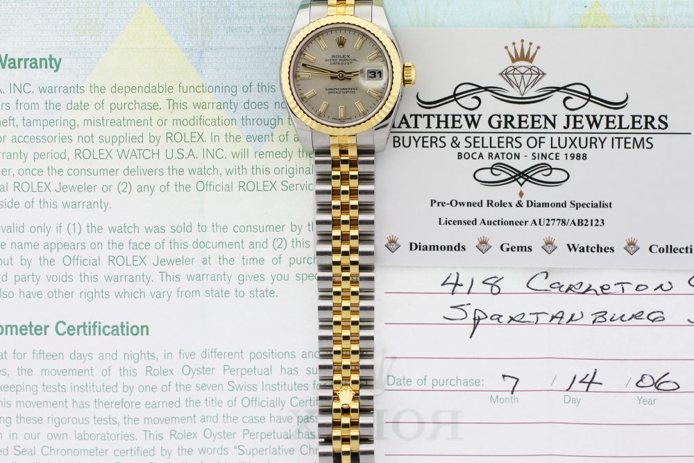 Rolex Two-Tone Datejust Silver Dial Model 179173 with Box & Paper