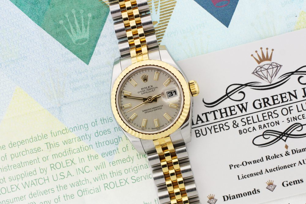 Rolex Two-Tone Datejust Silver Dial Model 179173 with Box & Paper