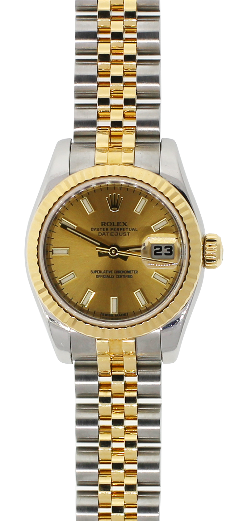 Rolex Two-Tone Datejust Champagne Dial Model 179173 with Box & Card