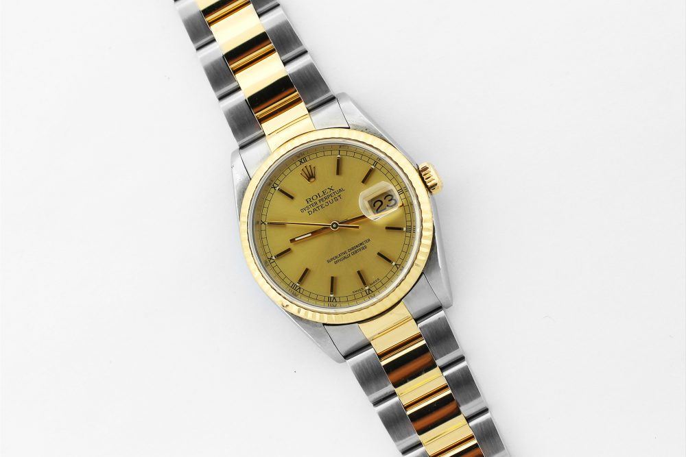 Rolex Two-Tone Datejust Champagne Dial 16233 with Box & Paper