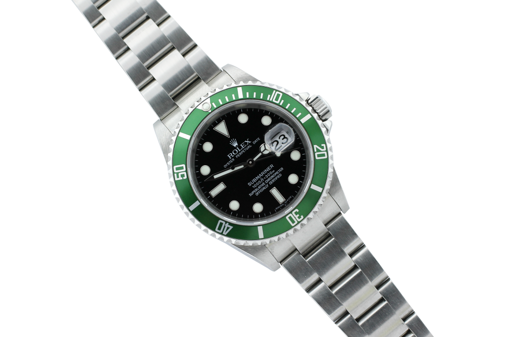 Rolex Steel Green Anniversary Submariner 16610T with Box & Booklets