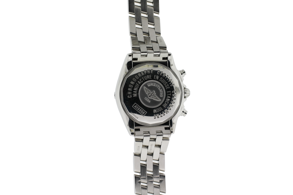 Breitling Steel Chronomat Chronograph Baby Blue Dial with Factory Diamond Bezel