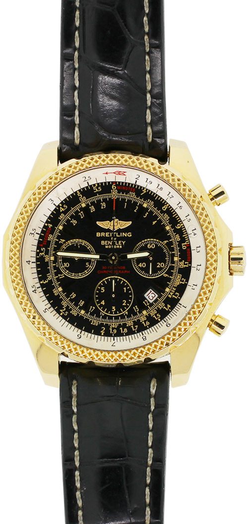Breitling 18k Yellow Gold Bentley Motors Chronograph Special Edition Black Dial K13356 with Folding Breitling Clasp